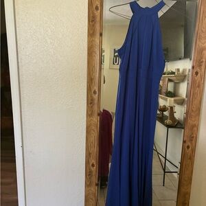 Elegant Blue Halter Maxi Dress